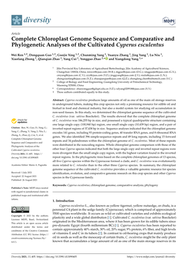 Complete Chloroplast Genome Sequence and Comparative and Phylogenetic Analyses of the Cultivated Cyperus Esculentus