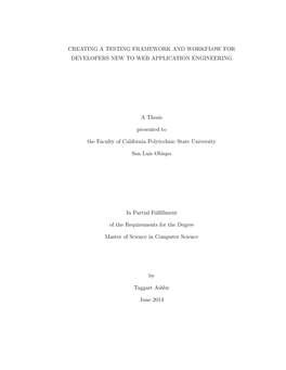 Creating a Testing Framework and Workflow for Developers New to Web Application Engineering