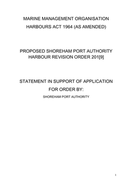 Proposed Shoreham Port Authority Harbour Revision Order 201[9]