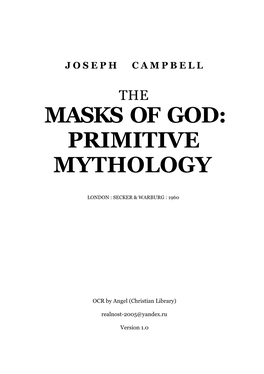 Masks of God: Primitive Mythology