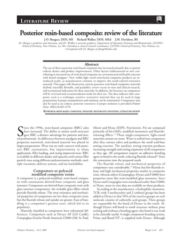 Posterior Resin-Based Composite: Review of the Literature J.O