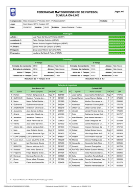 Federacao Matogrossense De Futebol Súmula On-Line