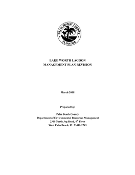 Lake Worth Lagoon Management Plan Revision