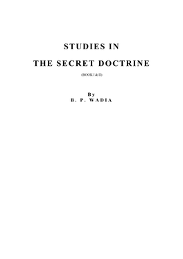 Studies in the Secret Doctrine