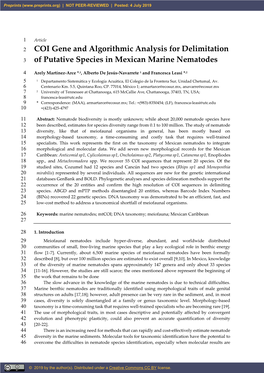COI Gene and Algorithmic Analysis for Delimitation of Putative Species In