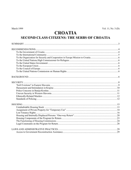 Croatia Second Class Citizens: the Serbs of Croatia