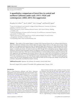 A Quantitative Comparison of Forest Fires in Central and Northern California Under Early (1911–1924) and Contemporary (2002–2015) Fire Suppression