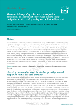 Working Paper: Twin Challenges of Agrarian