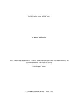 An Exploration of the Selkirk Treaty by Nathan Hasselstrom Thesis