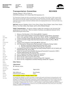 Transportation Committee REVISED Thursday, February 5, 2015 at 10:00 A.M