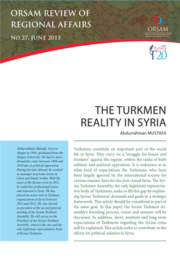 THE TURKMEN REALITY in SYRIA Abdurrahman Mustafa