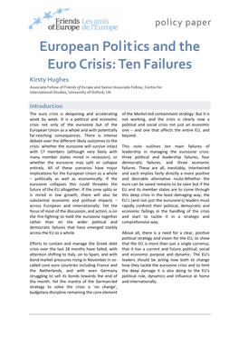 European Politics and the Euro Crisis: Ten Failures