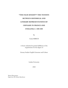 “The False Knight”? the Tension Between Historical and Literary Representations of Chivalry in France and England, C. 1100-1