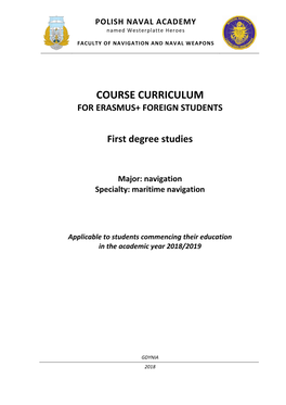 Course Curriculum for Erasmus+ Foreign Students