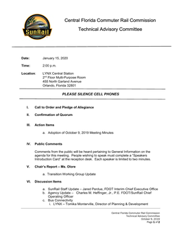 Central Florida Commuter Rail Commission Technical Advisory Committee