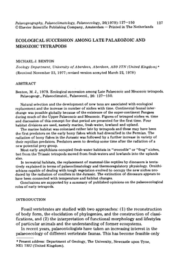 Ecological Succession Among Late Palaeozoic and Mesozoic Tetrapods