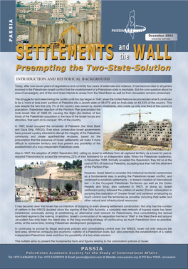 Settlements and the Wall