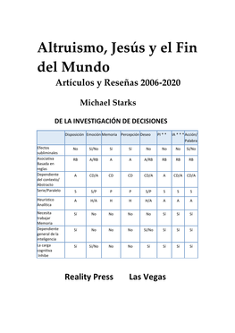 Altruismo, Jesús Y El Fin Del Mundo Artículos Y Reseñas 2006-2020