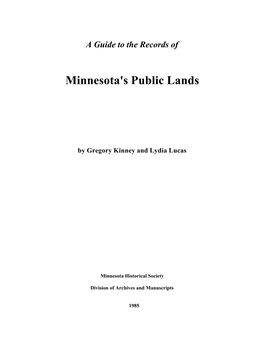 A Guide to the Records of Minnesota's Public Lands