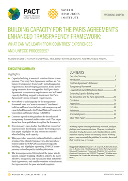 Building Capacity for the Paris Agreement's Enhanced Transparency Framework