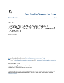 Turning a New LEAF: a Privacy Analysis of CARWINGS Electric Vehicle Data Collection and Transmission Francesca Svarcas