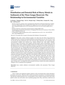 Distribution and Potential Risk of Heavy Metals in Sediments of the Three Gorges Reservoir: the Relationship to Environmental Variables