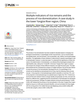 Multiple Indicators of Rice Remains and the Process of Rice Domestication: a Case Study in the Lower Yangtze River Region, China