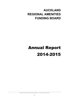 Auckland Regional Amenities Funding Board Annual Report 2014-2015