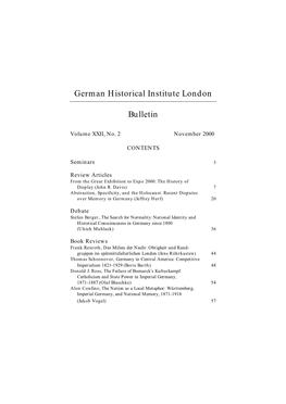 German Historical Institute London Bulletin Vol 22 (2000), No. 2