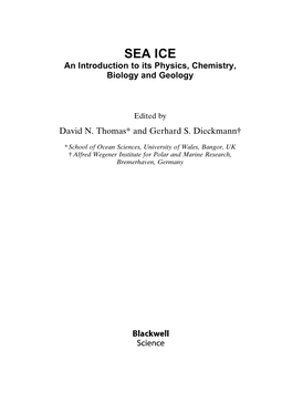 SEA ICE an Introduction to Its Physics, Chemistry, Biology and Geology