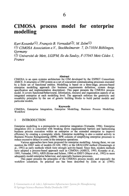 CIMOSA Process Model for Enterprise Modelling