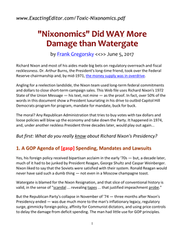 Nixonomics Did Way More Harm Than Watergate