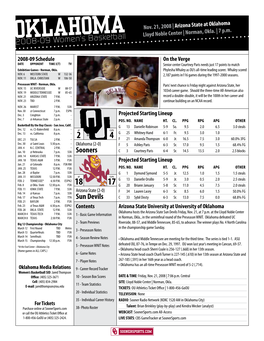 Oklahoma Women’S Basketball Game Notes 1 Nov