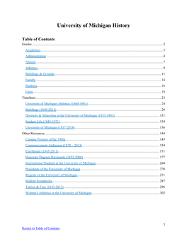 University of Michigan History
