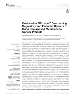 Overcoming Regulatory and Financial Barriers to Bring Repurposed Medicines to Cancer Patients