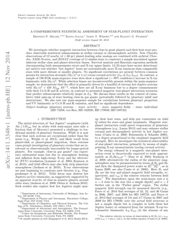 Arxiv:1411.3348V1 [Astro-Ph.HE] 12 Nov 2014 M Uhsuisas Xlr O O Uiesmgtspin- Might Jupiters Hot 2010)