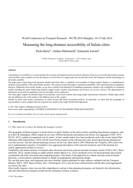 Measuring the Long-Distance Accessibility of Italian Cities