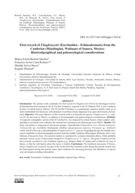 (Eocrinoidea - Echinodermata) from the Cambrian (Miaolingian, Wuliuan) of Sonora, Mexico: Biostratigraphical and Paleoecological Considerations