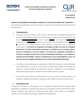 Instituto Salvadoreño De Desarrollo Municipal Oficina De Información Y Respuesta