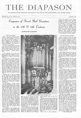 The Diapason an International Monthly Devoted to the Organ, the Harpsichord and Church Music