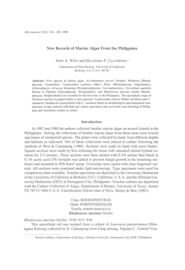 New Records of Marine Algae from the Philippines