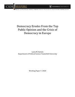 Democracy Erodes from the Top Public Opinion and the Crisis of Democracy in Europe