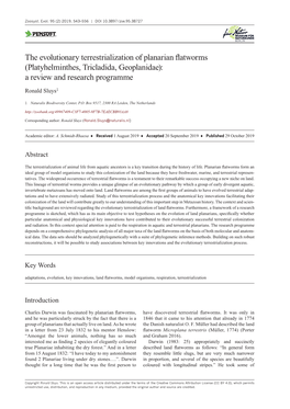 ﻿The Evolutionary Terrestrialization of Planarian Flatworms