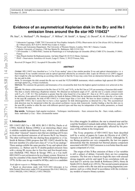 Evidence of an Asymmetrical Keplerian Disk in the Br {\Gamma