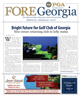 Bright Future for Golf Club of Georgia New Owner Returning Club to Lofty Status