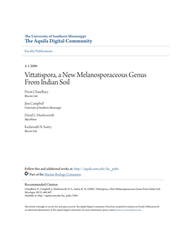 Vittatispora, a New Melanosporaceous Genus from Indian Soil Preeti Chaudhary Biocom Ltd