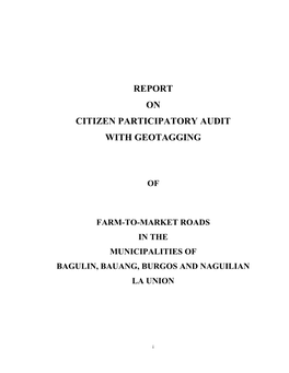 Report on Citizen Participatory Audit with Geotagging