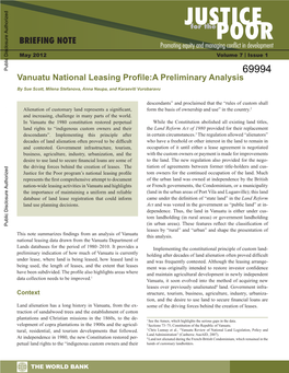 Vanuatu National Leasing Profile:A Preliminary Analysis