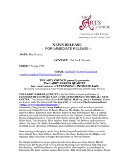 NEWS RELEASE - for IMMEDIATE RELEASE – - DATE: May 8, 2012