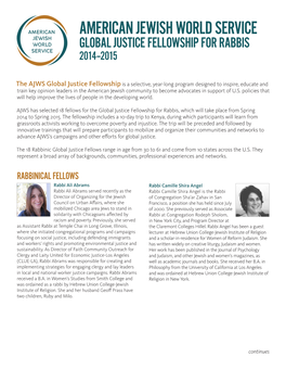 American Jewish World Service Global Justice Fellowship for Rabbis 2014–2015